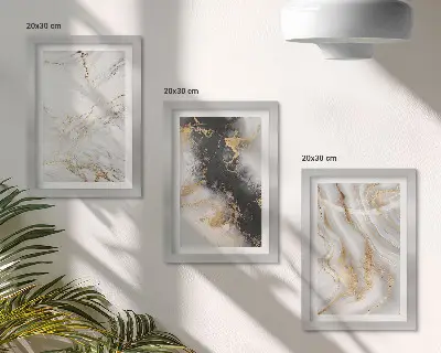 Įrėmintų paveikslų rinkinys abstrakčių baltų ir juodų raštų