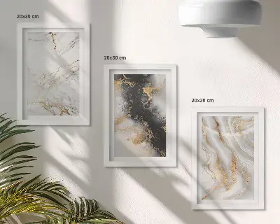 Įrėmintų paveikslų rinkinys abstrakčių baltų ir juodų raštų