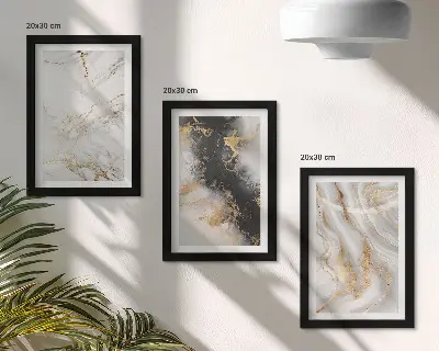 Įrėmintų paveikslų rinkinys abstrakčių baltų ir juodų raštų