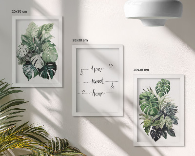 Įrėmintų paveikslų rinkinys Akvarelės monstera palieka namus, mielus namus
