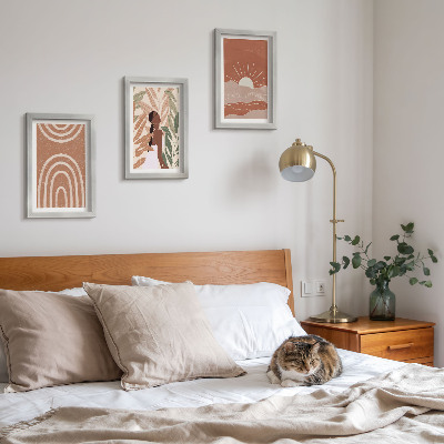 3 paveikslų rinkinys su rėmais Boho abstrakčios formos ir iliustracijos