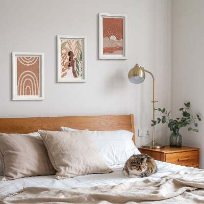 3 paveikslų rinkinys su rėmais Boho abstrakčios formos ir iliustracijos