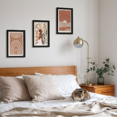 3 paveikslų rinkinys su rėmais Boho abstrakčios formos ir iliustracijos