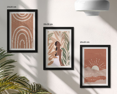 3 paveikslų rinkinys su rėmais Boho abstrakčios formos ir iliustracijos