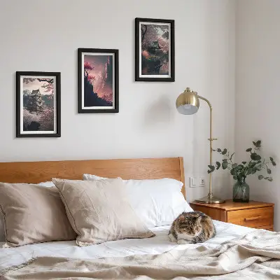 Japonijos kalnų fantazijų peizažų paveikslų rinkinys su rėmais, 3 dalių