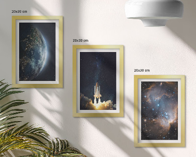 Įrėmintų paveikslų rinkinys Erdvė Žemė raketa galaktika dangus žvaigždės