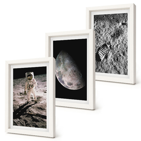 Įrėmintų paveikslų rinkinys Astronauto pėdsako nuotrauka ant Mėnulio
