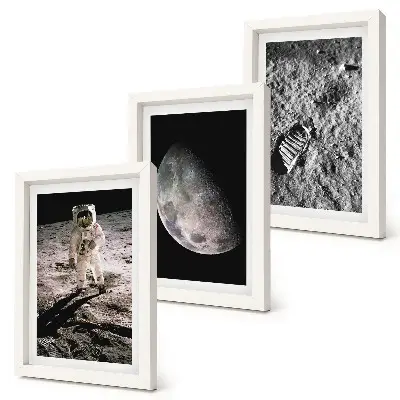 Įrėmintų paveikslų rinkinys su astronauto pėdsako Mėnulyje nuotrauka