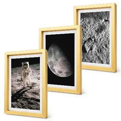Įrėmintų paveikslų rinkinys su astronauto pėdsako Mėnulyje nuotrauka