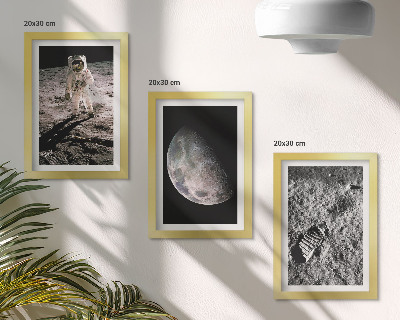Įrėmintų paveikslų rinkinys Astronauto pėdsako nuotrauka ant Mėnulio