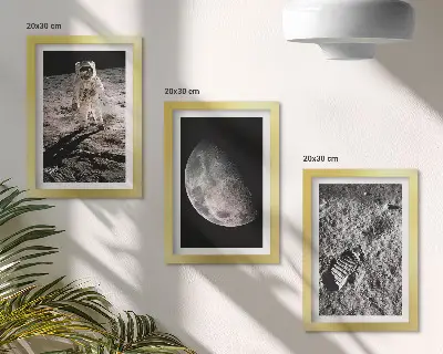 Įrėmintų paveikslų rinkinys su astronauto pėdsako Mėnulyje nuotrauka
