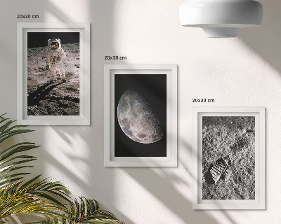 Įrėmintų paveikslų rinkinys Astronauto pėdsako nuotrauka ant Mėnulio