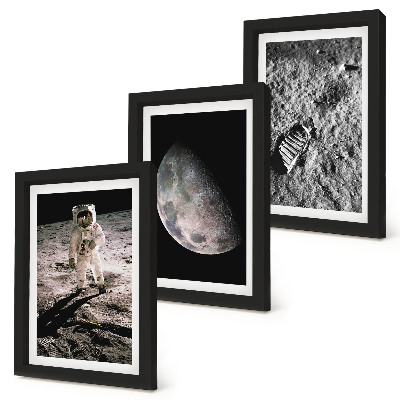 Įrėmintų paveikslų rinkinys Astronauto pėdsako nuotrauka ant Mėnulio