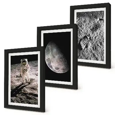 Įrėmintų paveikslų rinkinys su astronauto pėdsako Mėnulyje nuotrauka