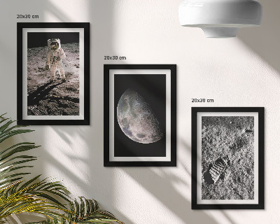 Įrėmintų paveikslų rinkinys Astronauto pėdsako nuotrauka ant Mėnulio