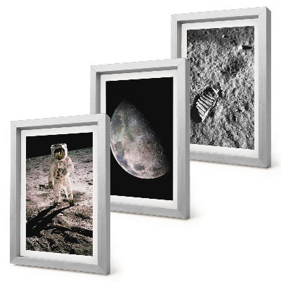 Įrėmintų paveikslų rinkinys Astronauto pėdsako nuotrauka ant Mėnulio