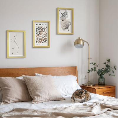 Įrėmintų paveikslų rinkinys Abstraktus moteriškų formų ir bohemiško stiliaus lapų plakatas