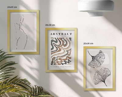 Įrėmintų paveikslų rinkinys Abstraktus moteriškų formų ir bohemiško stiliaus lapų plakatas