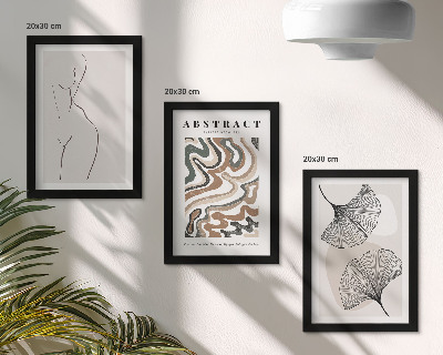 Įrėmintų paveikslų rinkinys Abstraktus moteriškų formų ir bohemiško stiliaus lapų plakatas