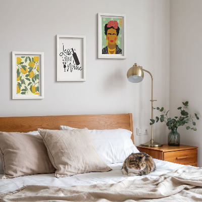 3 paveikslų rinkinys su rėmais Citrinų šūkis apie vyną, Fridos Kahlo portretas