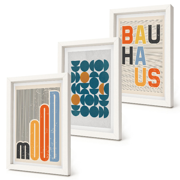 Įrėmintų paveikslų rinkinys Geometrinių raštų plakatai Bauhaus stiliumi