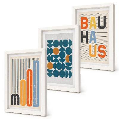 Įrėmintų paveikslų rinkinys Geometrinių raštų plakatai Bauhaus stiliumi