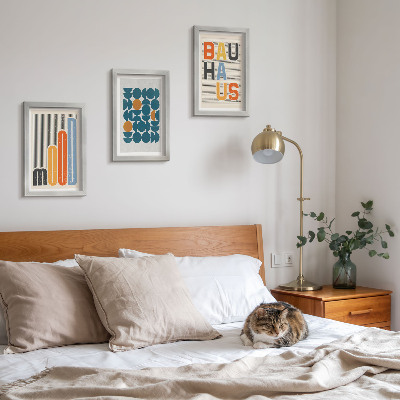 Įrėmintų paveikslų rinkinys Geometrinių raštų plakatai Bauhaus stiliumi
