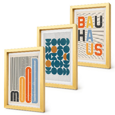 Įrėmintų paveikslų rinkinys Geometrinių raštų plakatai Bauhaus stiliumi