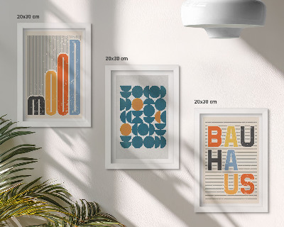 Įrėmintų paveikslų rinkinys Geometrinių raštų plakatai Bauhaus stiliumi