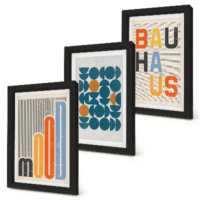 Įrėmintų paveikslų rinkinys Geometrinių raštų plakatai Bauhaus stiliumi