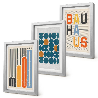 Įrėmintų paveikslų rinkinys Geometrinių raštų plakatai Bauhaus stiliumi