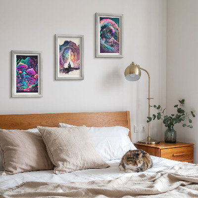 Įrėmintų paveikslų rinkinys Spalvingos iliustracijos fantazijos meno stiliumi