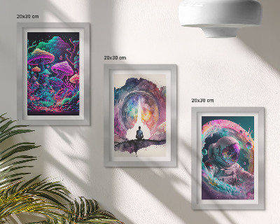 Įrėmintų paveikslų rinkinys Spalvingos iliustracijos fantazijos meno stiliumi