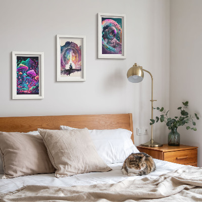 Įrėmintų paveikslų rinkinys Spalvingos iliustracijos fantazijos meno stiliumi