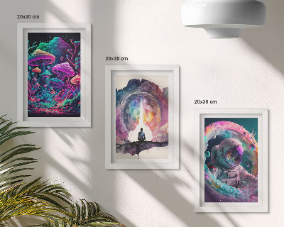 Įrėmintų paveikslų rinkinys Spalvingos iliustracijos fantazijos meno stiliumi