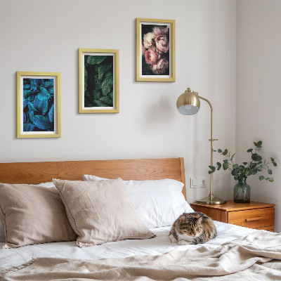 Įrėmintų paveikslų rinkinys Lapai ir žiedai skirtingų spalvų