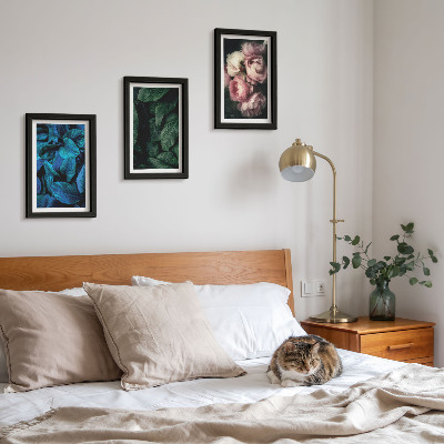 Įrėmintų paveikslų rinkinys Lapai ir žiedai skirtingų spalvų
