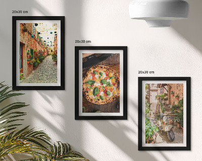 Įrėmintų paveikslų rinkinys Žavingos gatvės su augalais ir itališka pica