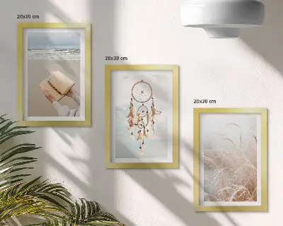 Įrėmintų paveikslų rinkinys su ramiais vasaros peizažais bohemišku stiliumi