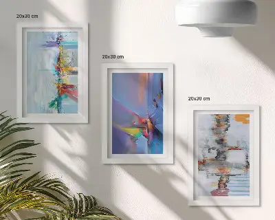 Įrėmintų paveikslų rinkinys abstrakčios kompozicijos tapybos stiliumi