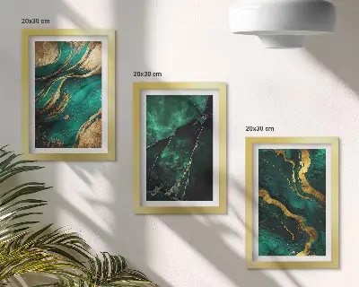 Įrėmintų paveikslų rinkinys su elegantiškais abstrakčiais akmens raštais