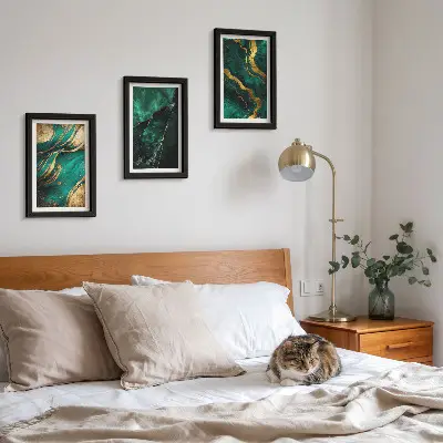 Įrėmintų paveikslų rinkinys su elegantiškais abstrakčiais akmens raštais