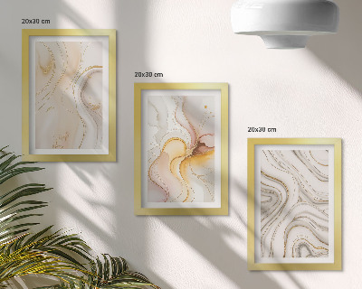 3 paveikslų rinkinys su rėmais Abstraktūs šilti raštai elegantiški motyvai