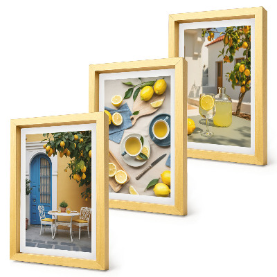 Įrėmintų paveikslų rinkinys Citrinų limonado mėlynos durys vasaros vaizdai