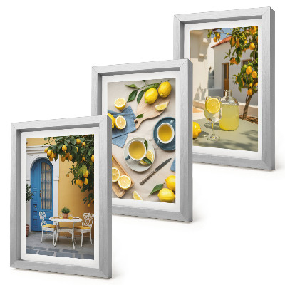 Įrėmintų paveikslų rinkinys Citrinų limonado mėlynos durys vasaros vaizdai