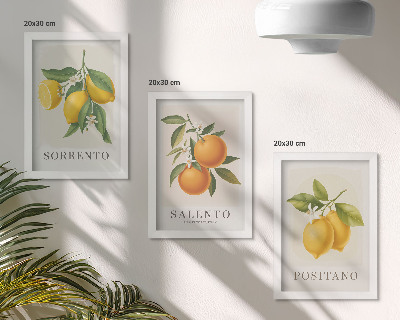 Įrėmintų paveikslų rinkinys Citrinos ir apelsinai iš Italijos Amalfio pakrantės