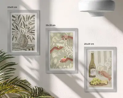 3 paveikslų rinkinys alyvmedžių žiedai ir kaimiški kokteiliai su rėmais