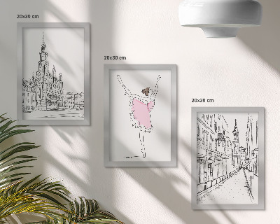 Įrėmintų paveikslų rinkinys Stilingi šokančių balerinų ir architektūros vaizdai