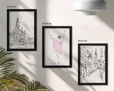 Įrėmintų paveikslų rinkinys Stilingi šokančių balerinų ir architektūros vaizdai