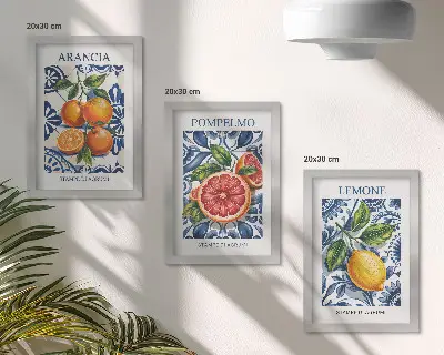 Įrėmintų paveikslų rinkinys itališkas mados stilius su citrusiniais vaisiais